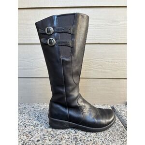 Keen Bern Baby Bern Tall Black Leather Knee-High Buckle Boots Riding Size 7